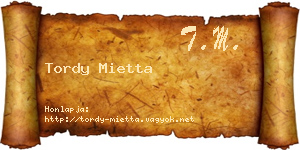 Tordy Mietta névjegykártya